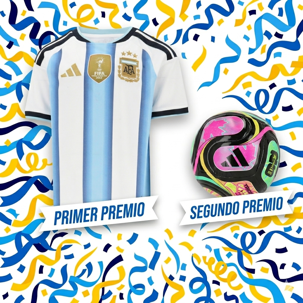 Primer premio: camiseta; Segundo premio: pelota.